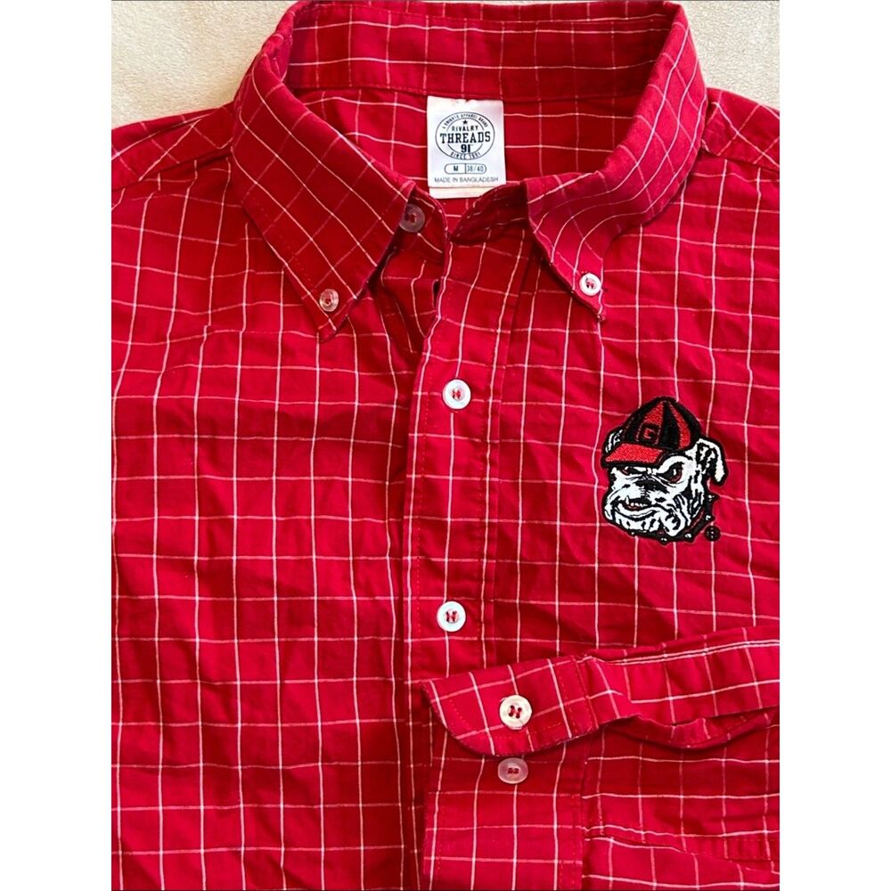 Rivalry Threads Georgia Bulldogs Plaid Button Down Shirt Medium UGA 100% Cotton